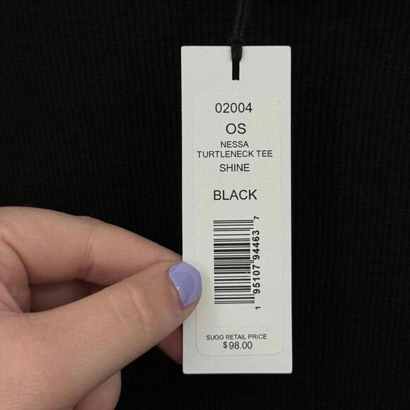 Women's Michael Stars New with Tags Nessa Black Turtleneck Tee OS/2-10 - Picture 6 of 6